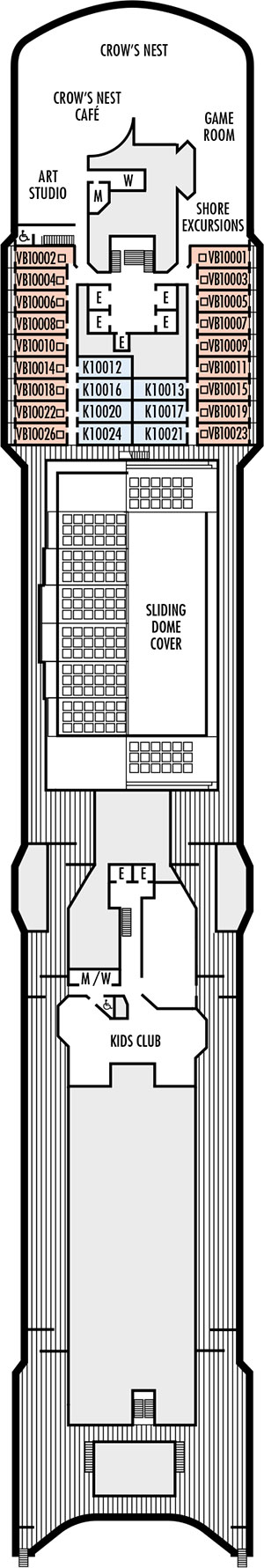 Zuiderdam Deck 10 - Observation Deck deck plan