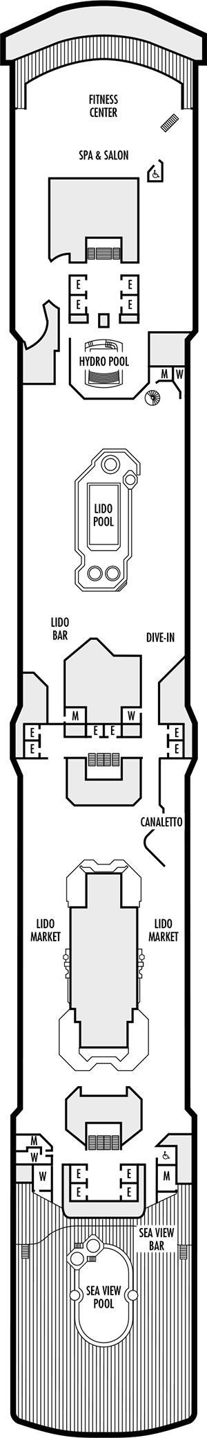 Zuiderdam Deck 9 - Lido deck deck plan