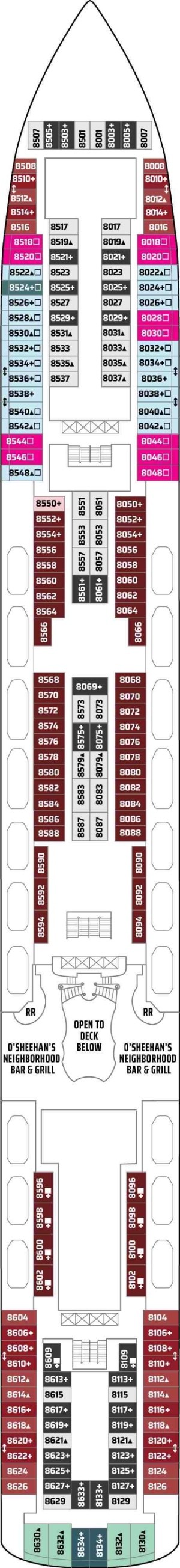 Norwegian Gem Deck 8 deck plan