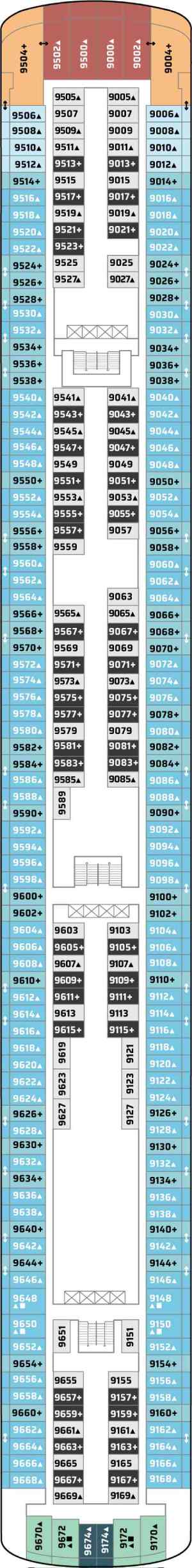 Norwegian Gem Deck 9 deck plan