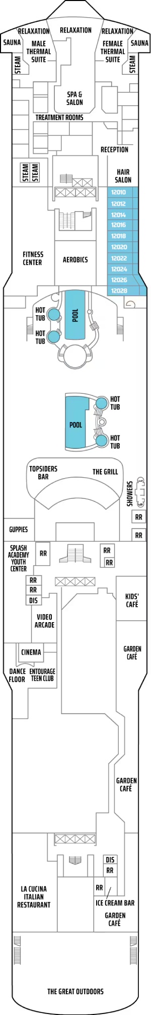 Norwegian Gem Deck 12 deck plan