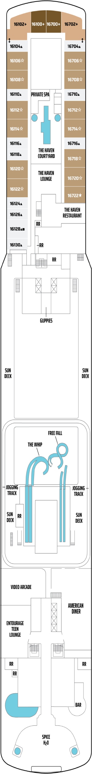 Norwegian Getaway Deck 16 deck plan