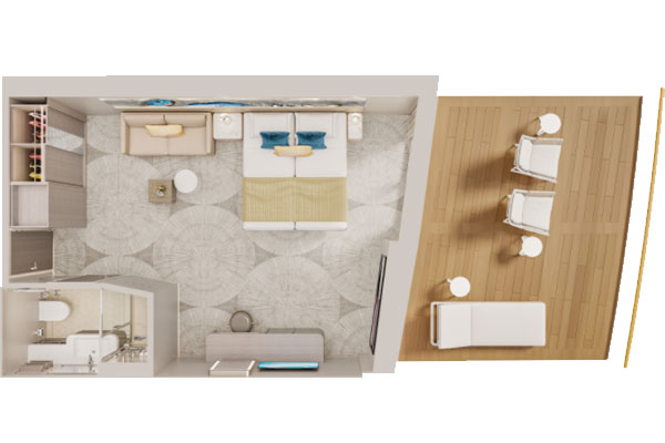 Forward-Facing Club Balcony Suite with Large Balcony