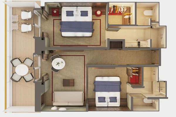 The Haven 2-Bedroom Family Villa With Large Balcony