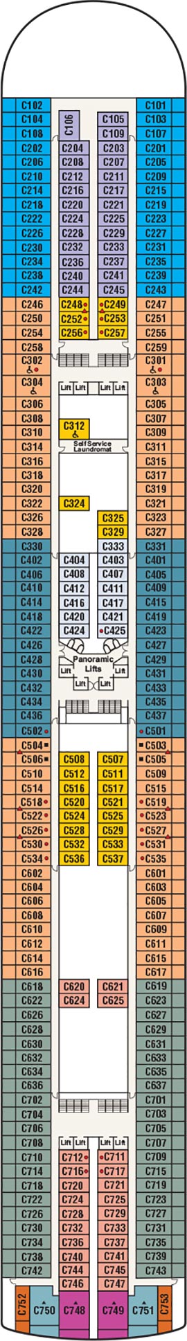 Emerald Princess Deck 10 - Caribe Deck deck plan