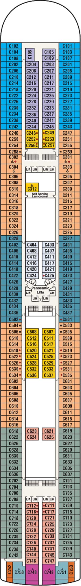 Crown Princess Deck 10 - Caribe Deck deck plan