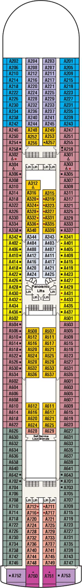 Crown Princess Deck 12 - Aloha Deck deck plan