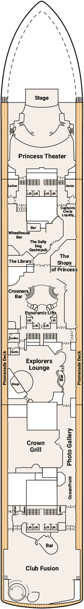 Crown Princess Deck 7 - Promenade Deck deck plan
