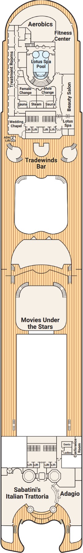 Crown Princess Deck 16 - Sun Deck deck plan
