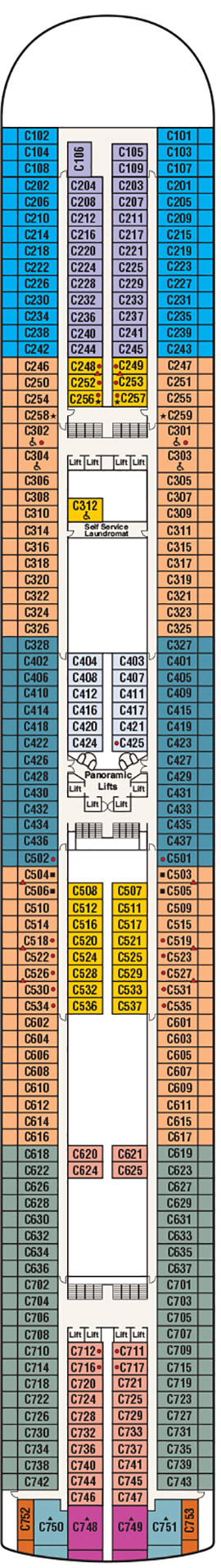 Ruby Princess Deck 10 - Caribe Deck deck plan