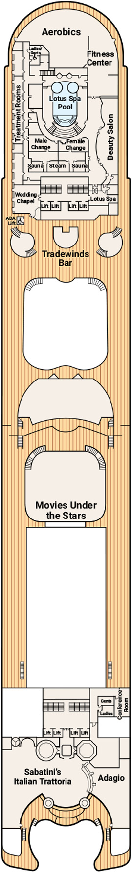 Ruby Princess Deck 16 - Sun Deck deck plan