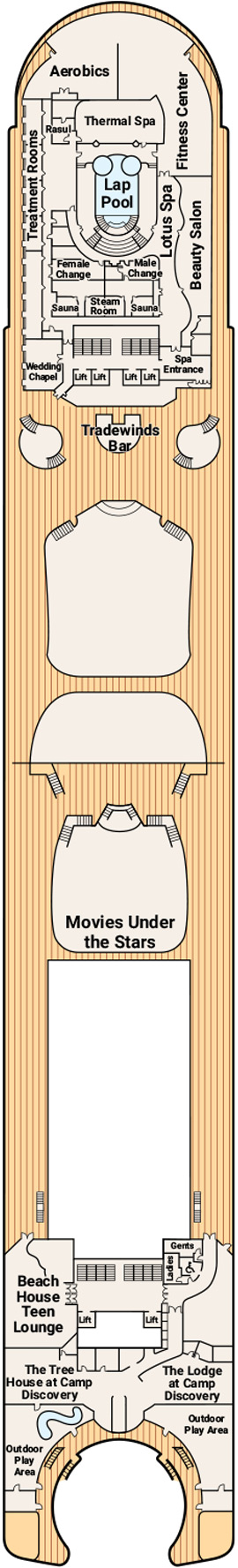 Caribbean Princess Deck 16 - Sun Deck deck plan
