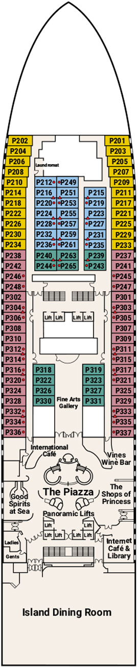 Caribbean Princess Deck 5 - Plaza Deck deck plan
