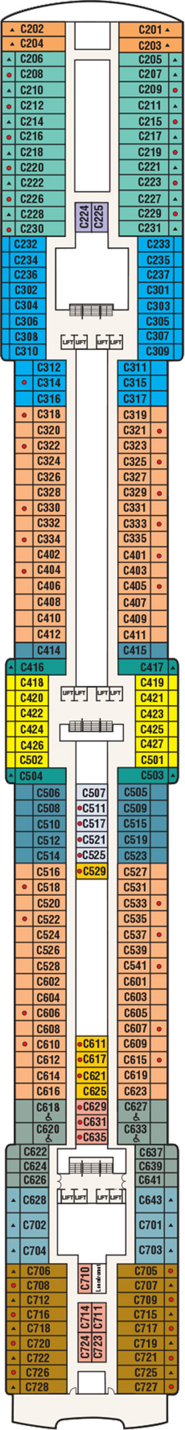 Coral Princess Deck 10 - Caribe Deck deck plan