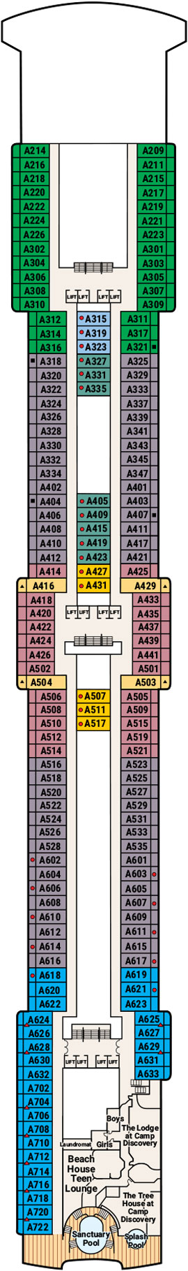 Coral Princess Deck 12 - Aloha Deck deck plan
