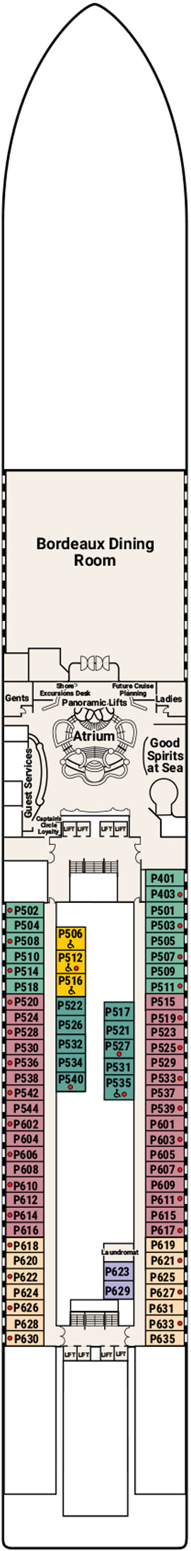 Coral Princess Deck 5 - Plaza Deck deck plan