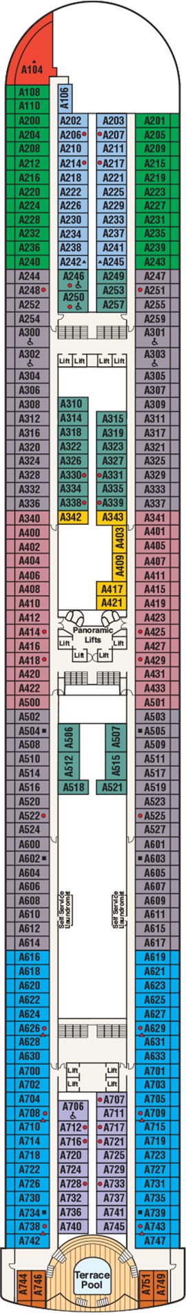 Diamond Princess Deck 12 - Aloha Deck deck plan