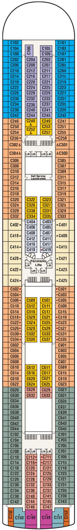 Grand Princess Deck 10 - Caribe Deck deck plan