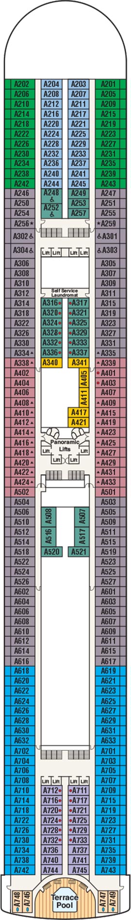Grand Princess Deck 12 - Aloha Deck deck plan