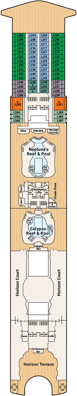 Grand Princess Deck 14 - Lido Deck deck plan