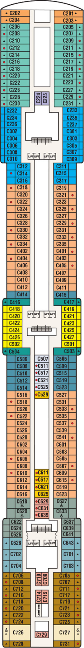 Island Princess Deck 10 - Caribe Deck deck plan