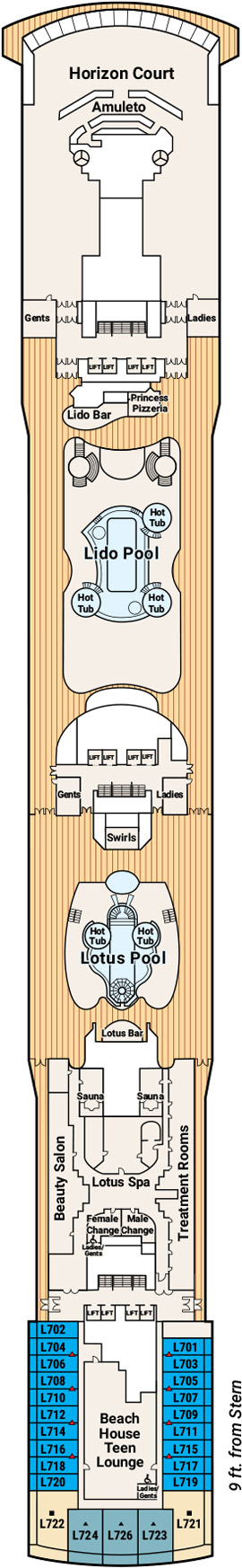 Island Princess Deck 14 - Lido Deck deck plan