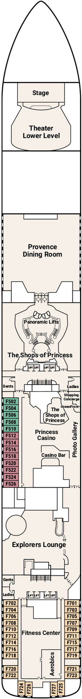 Island Princess Deck 6 - Fiesta Deck deck plan