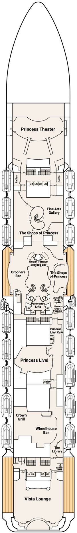 Regal Princess Deck 7 - Promenade deck plan