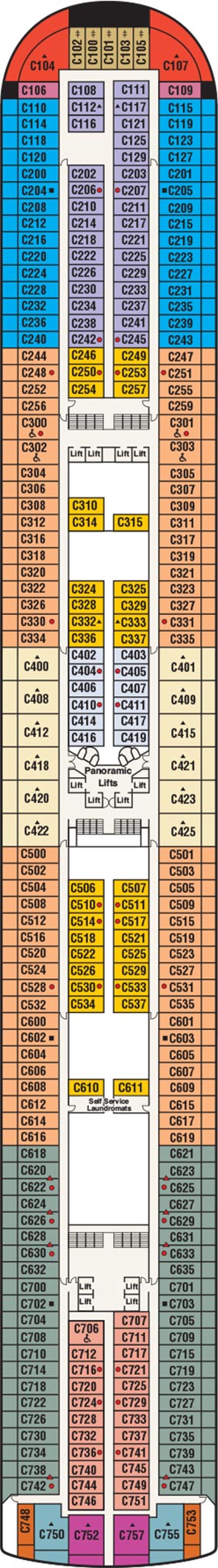 Sapphire Princess Deck 10 - Caribe Deck deck plan