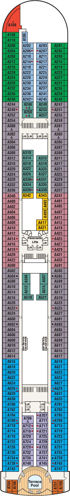 Sapphire Princess Deck 12 - Aloha Deck deck plan