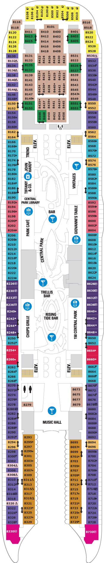 Oasis of the Seas Deck 8 deck plan
