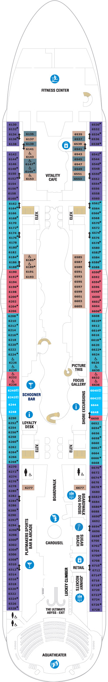 Wonder of the Seas Deck 6 deck plan