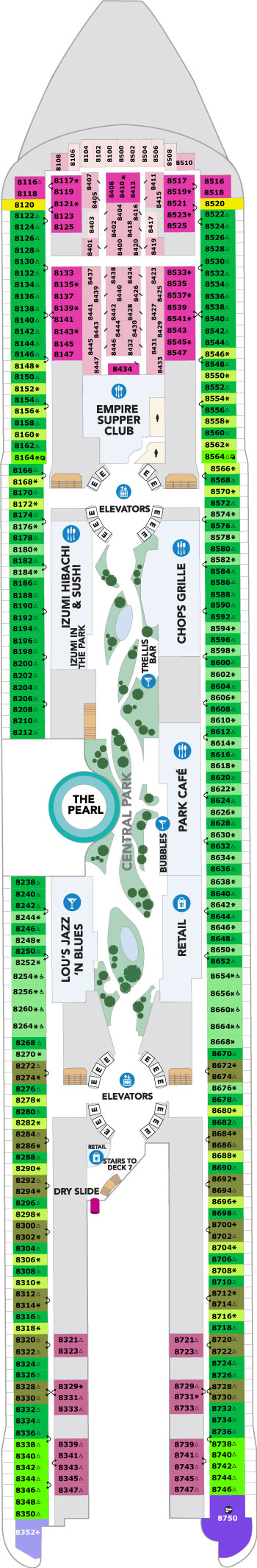 Icon of the Seas Deck 8 deck plan