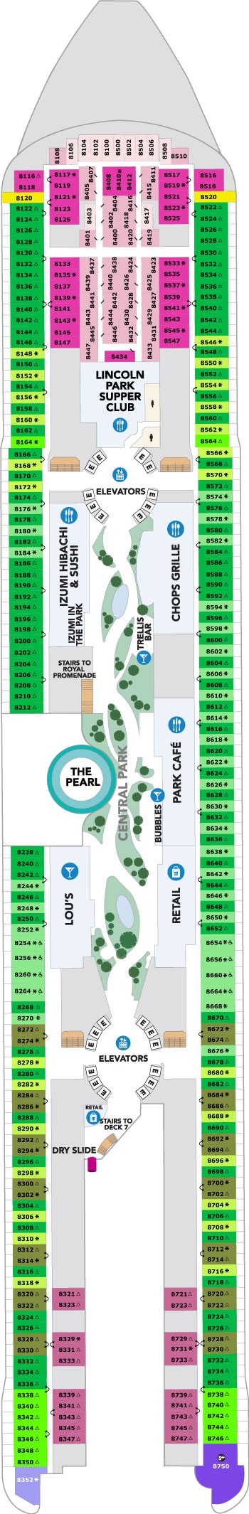 Star of the Seas Deck 8 deck plan