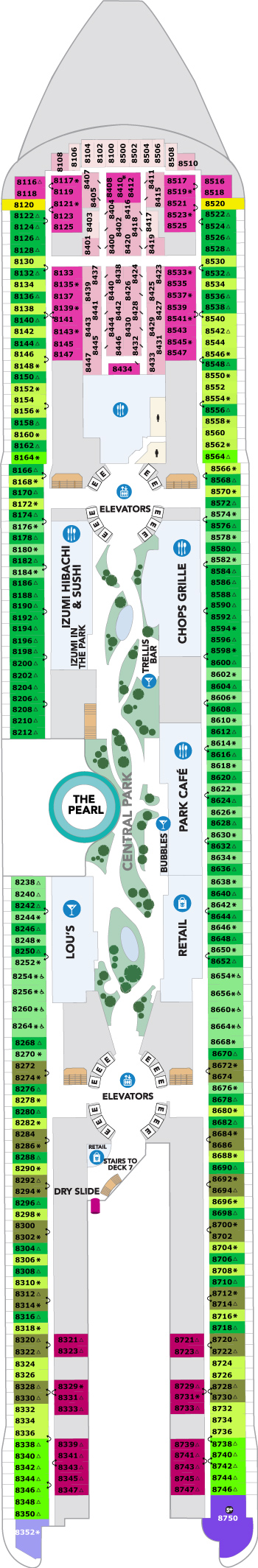 Legend of the Seas Deck 8 deck plan