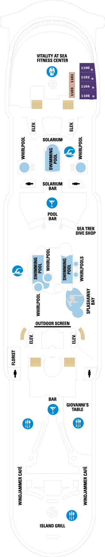 Adventure of the Seas Deck 11 deck plan