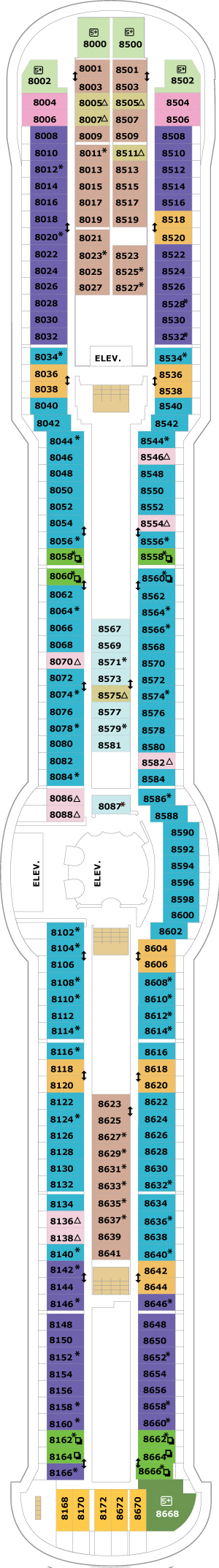 Brilliance of the Seas Deck 8 deck plan