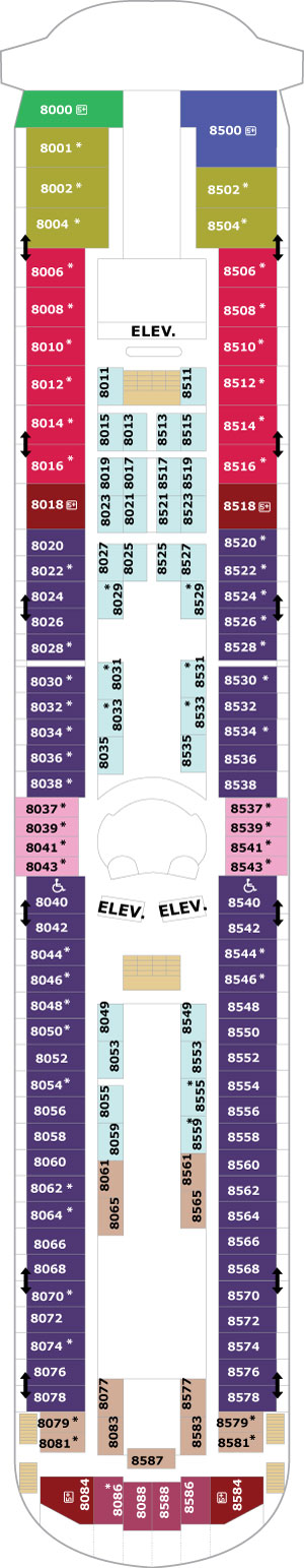 Grandeur of the Seas Deck 8 deck plan