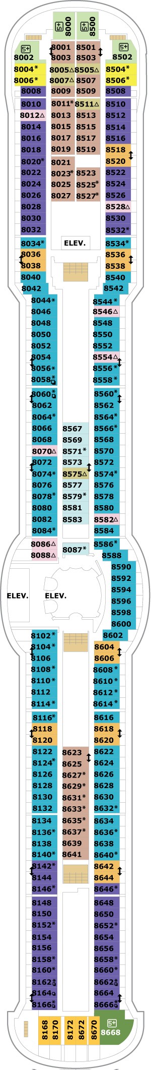 Jewel of the Seas Deck 8 deck plan