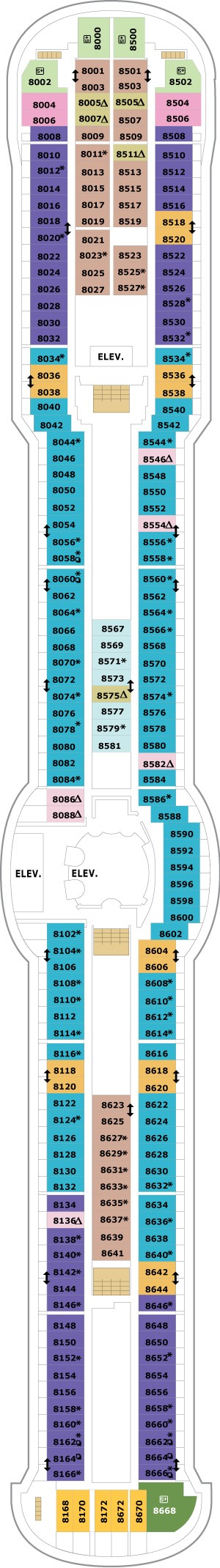 Radiance of the Seas Deck 8 deck plan