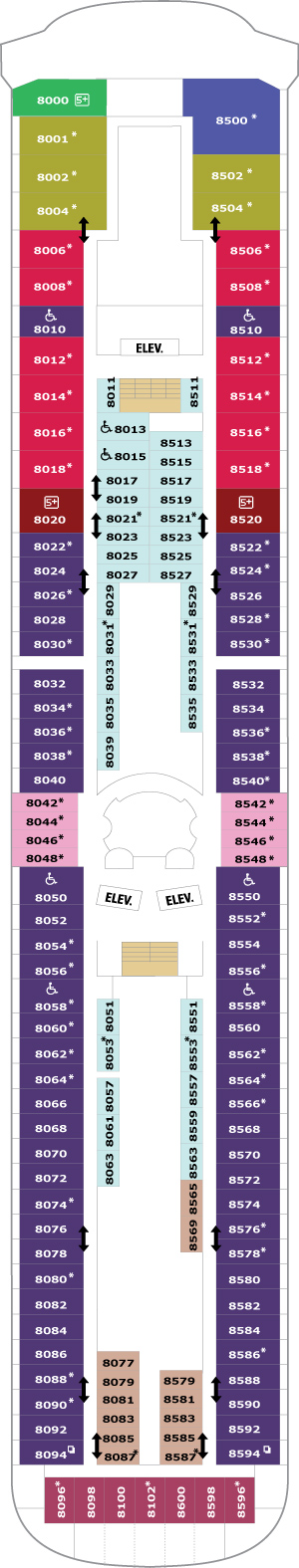 Rhapsody of the Seas Deck 8 deck plan