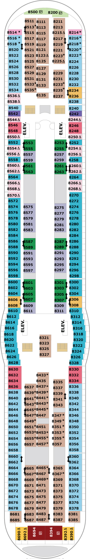 Voyager of the Seas Deck 8 deck plan