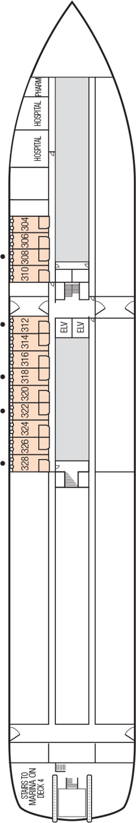 m/s Paul Gauguin Deck 3 deck plan