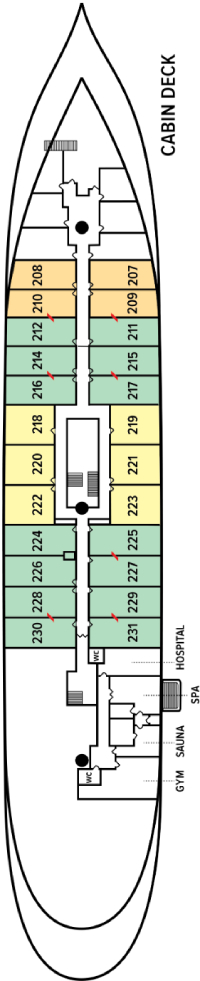 Sea Cloud II Cabin Deck deck plan