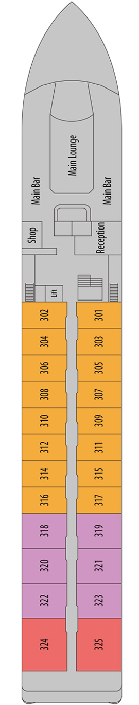 MS Douro Splendour Upper Deck deck plan