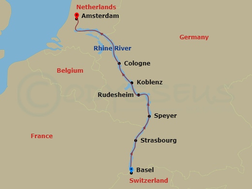 7 Nights Basel-Amsterdam (Naming Cruise) itinerary map
