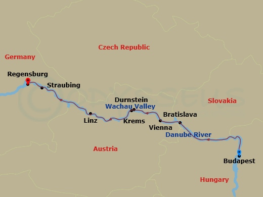 7 Night Danube - Straubing Festival itinerary map