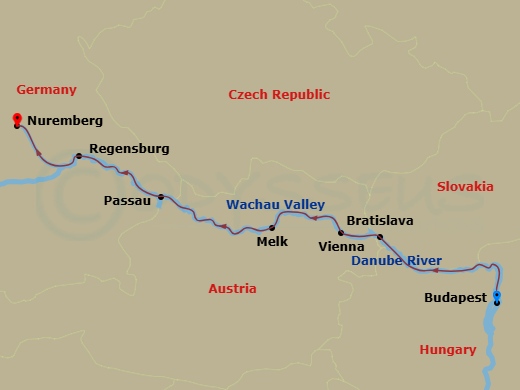 7 Night Danube - Christmas Markets itinerary map