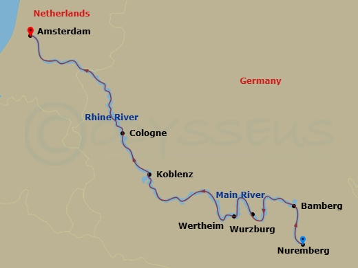 7 Night Main & Rhine New Year's Cruise itinerary map