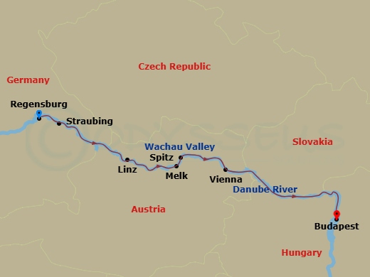 7 Night Danube - Straubing Festival itinerary map